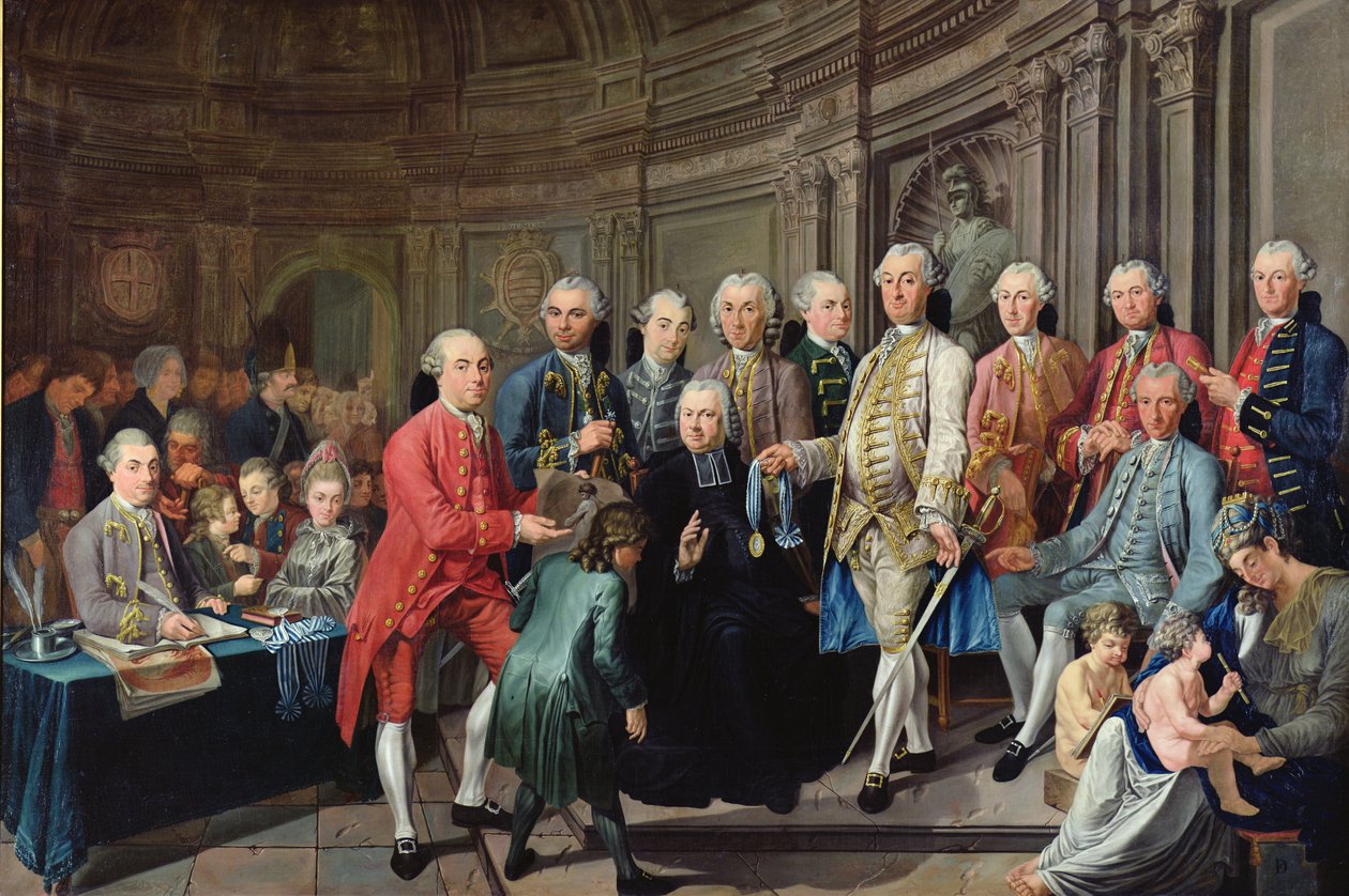 1755年のダンケルクでのドローイングおよびペインティングのアカデミー賞の配布 作： ニコラス・トルイト