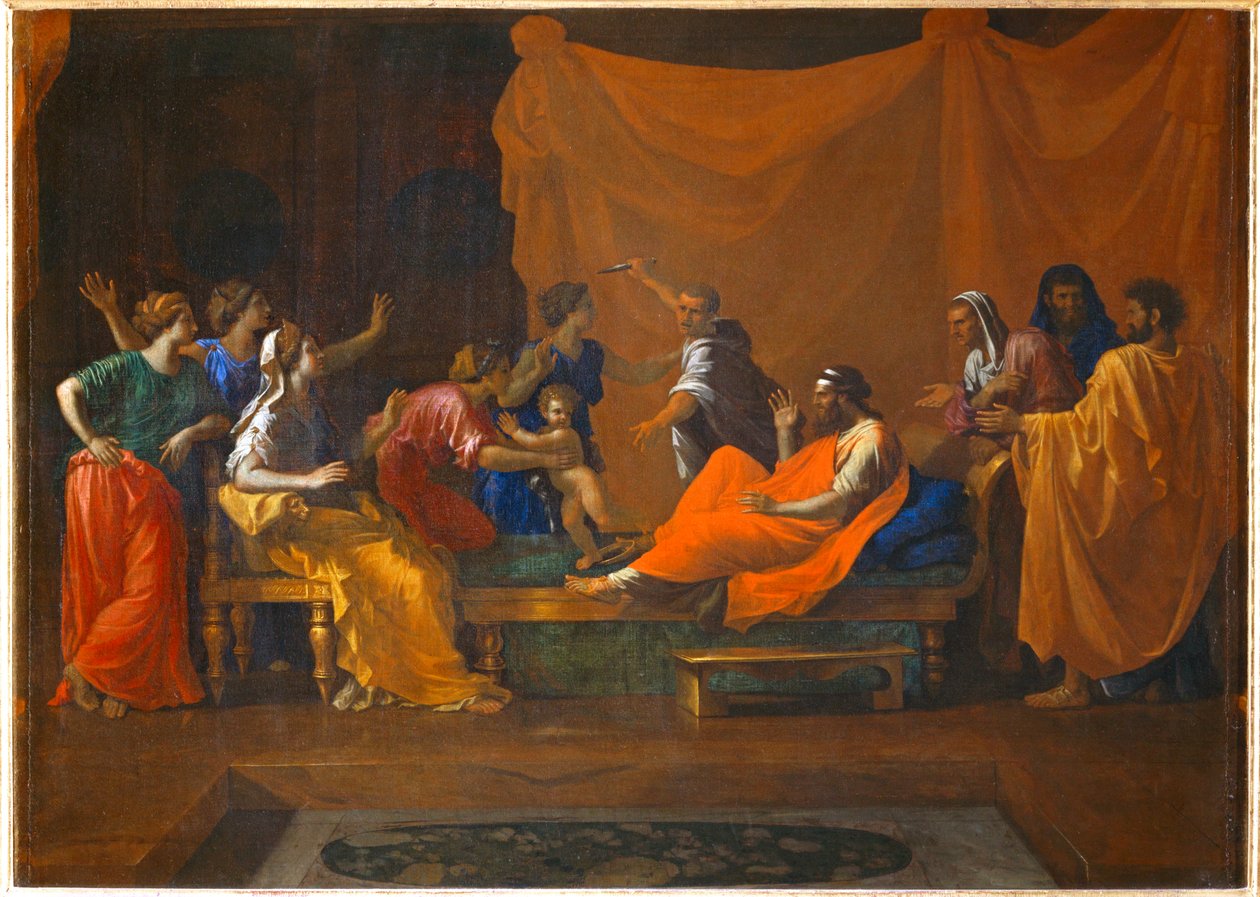 Moise enfant foulant aux pieds la couronne de Pharaon - ファラオの王冠を踏みつける幼児モーセ。 作： ニコラ (所属) プッサン