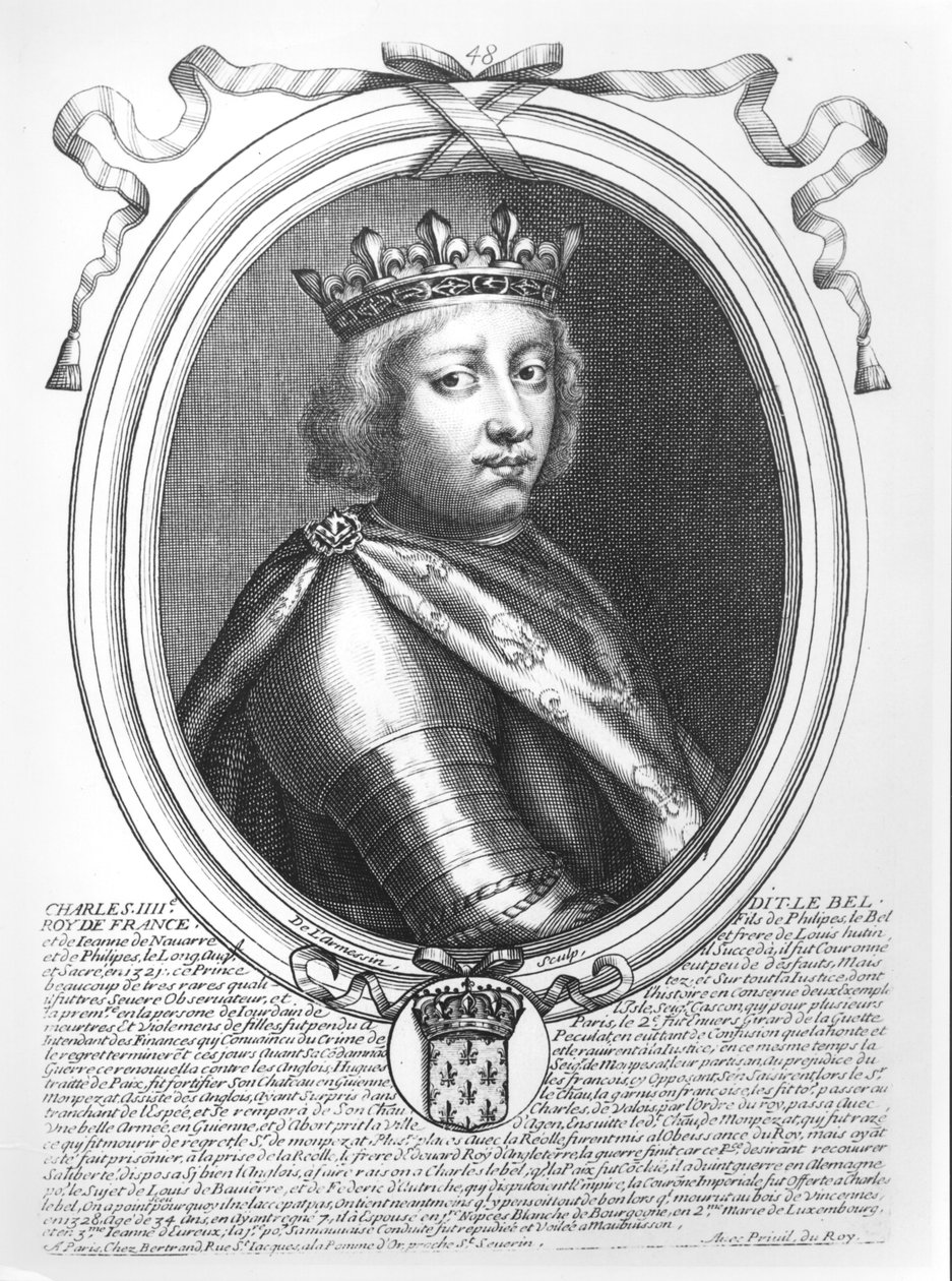チャールズ4世（1294-1328）フェア、フランスの王とナバラ、「オーギュストのフランスの王すべてのファラモンドからルイ14世まで」の表現、パリ、1679 作： ニコラスIIデラルメシン