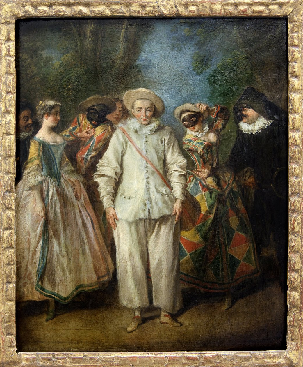 イタリア喜劇の俳優 (Commedia dell'Arte) (キャンバスに油彩)