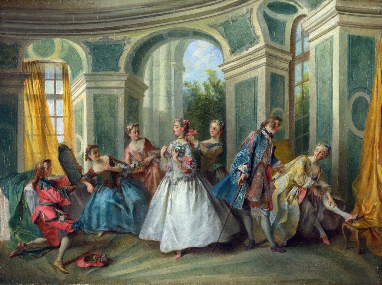 ランクレット（1690-1743） 《人間の4つの年齢：青年期》 油彩・キャンバス ロココ ca 1735 フランス ナショナル・ギャラリー ロンドン 34,3x45,3 絵画 作： ニコラス・ランクレ
