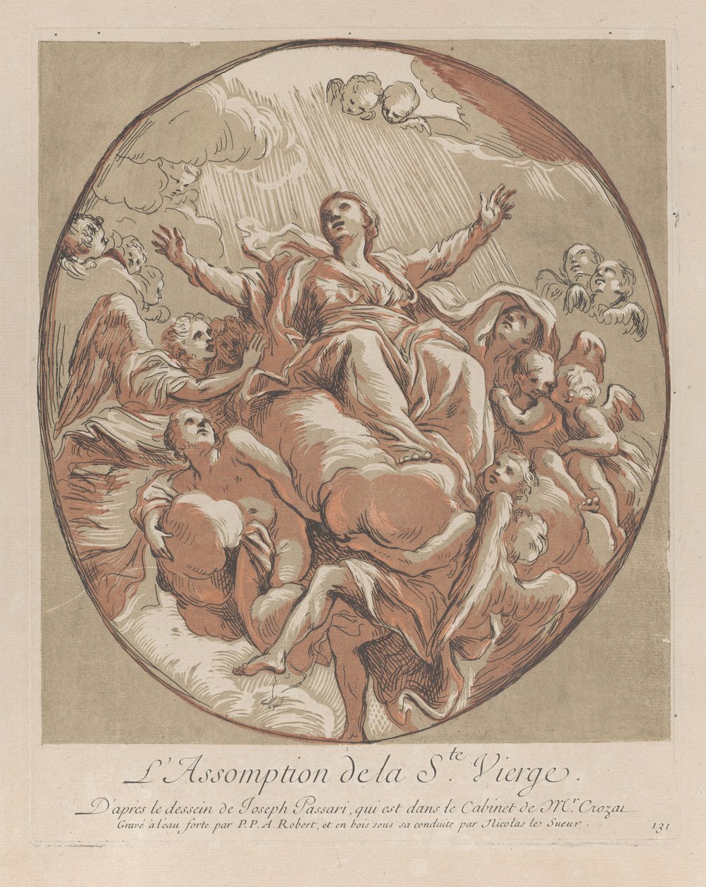 聖母被昇天、「最も美しい絵画の版画コレクション...」より。 1729-40。 作： ニコラス・ル・スール