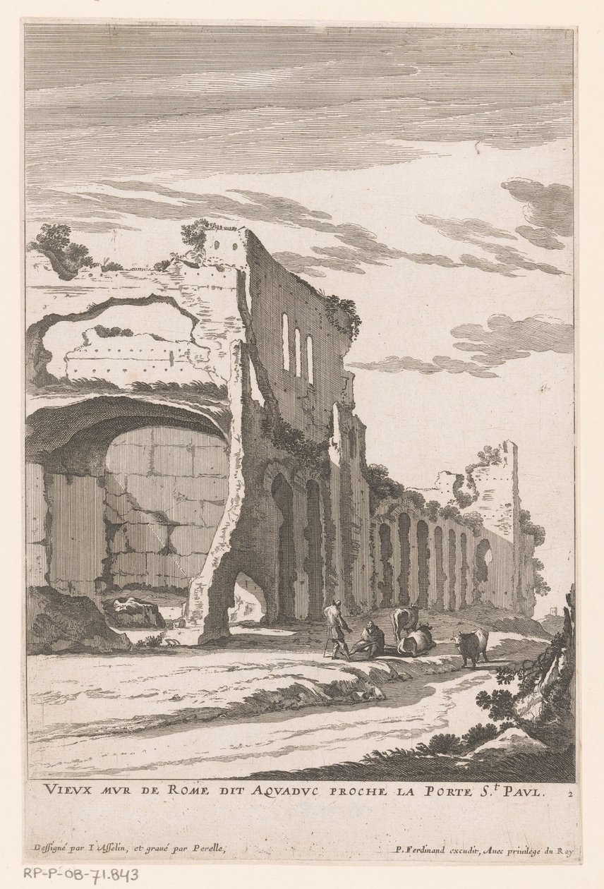 ローマの水道橋の廃墟 Vieux Mur de Rome dit Aquaduc proche la Porte St. Paul (オブジェクトのタイトル) 作： ニコラ・ペレル