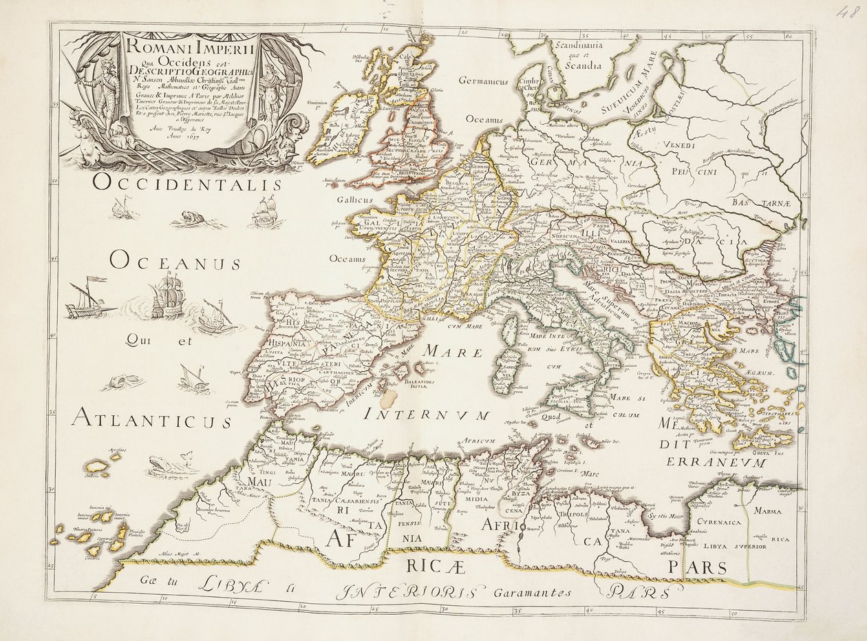 ローマ帝国の地図、1675-76年頃 作： ニコラス・サンソン・ダビービル