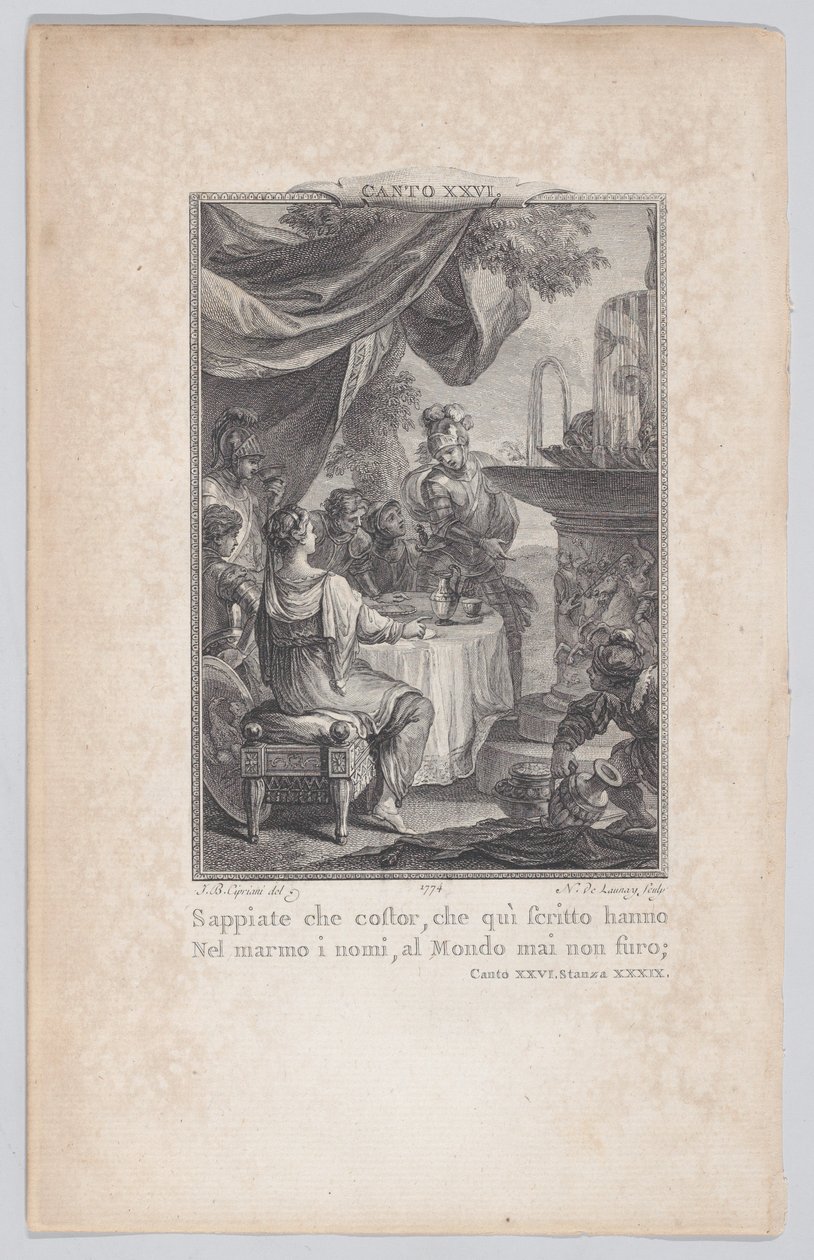 Canto 26, Stanza 39, from Orlando Furioso, 1774., 1774. 作： ニコラス・デ・ラウネイ
