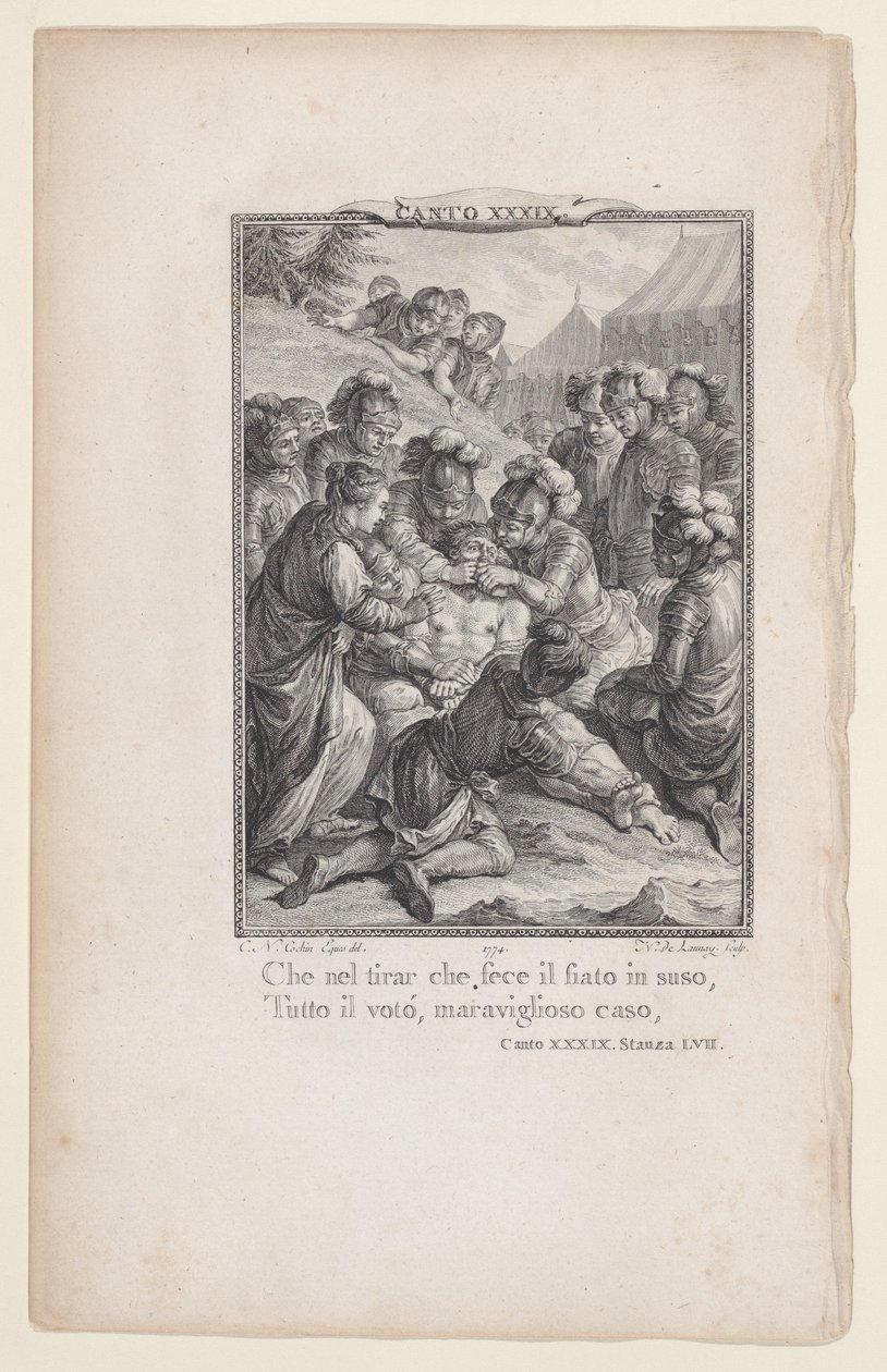 Canto 39, Stanza 57, from Orlando Furioso, 1774., 1774. 作： ニコラス・デ・ラウネイ