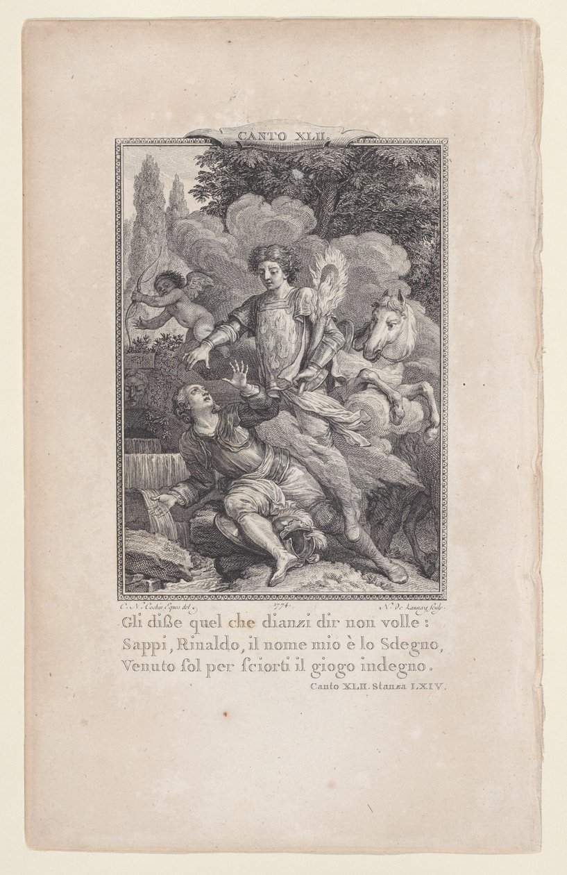 Canto 42, Stanza 64, from Orlando Furioso, 1774., 1774. 作： ニコラス・デ・ラウネイ
