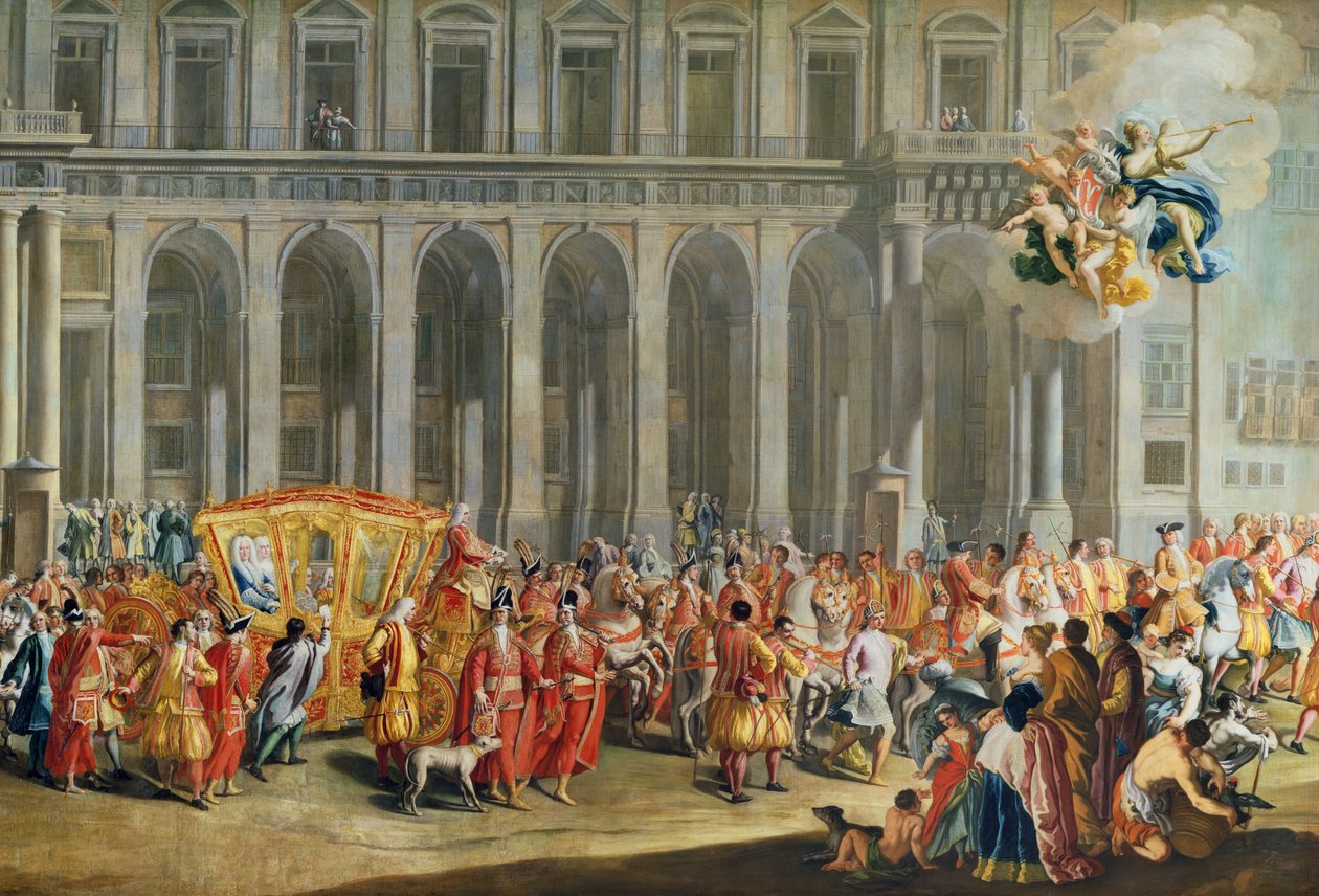 カロポディモンテ宮殿からのナポリの総督、アロイス・トーマス・フォン・ハラッハの出発（1669-1742）（詳細は68613を参照） 作： ニコロマリアルッソまたはロッシ
