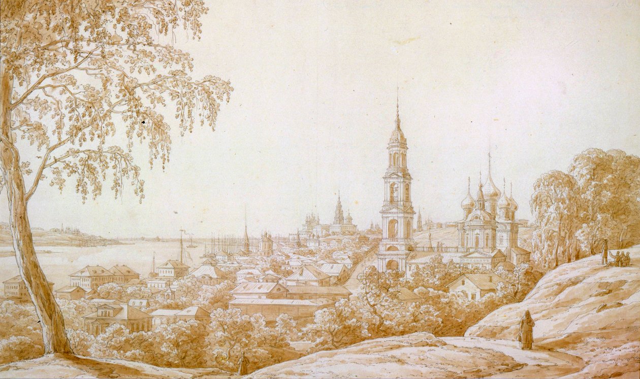 ロシア、コストロマの眺め、1838年。 作： Nikandor Grigorievich Chernetsov