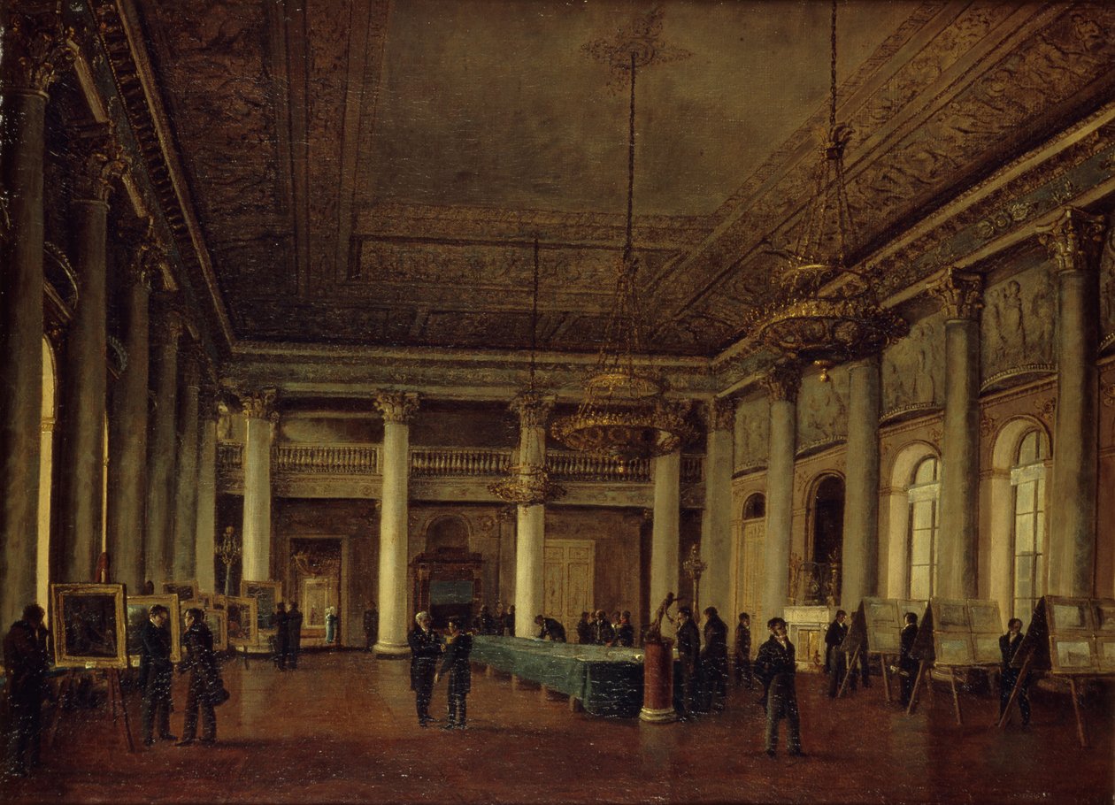 1825年、芸術奨励協会の会議中のドミトリー・ナリシュキンの家の内観 作： Nikanor Grigoryevich Chernetsov