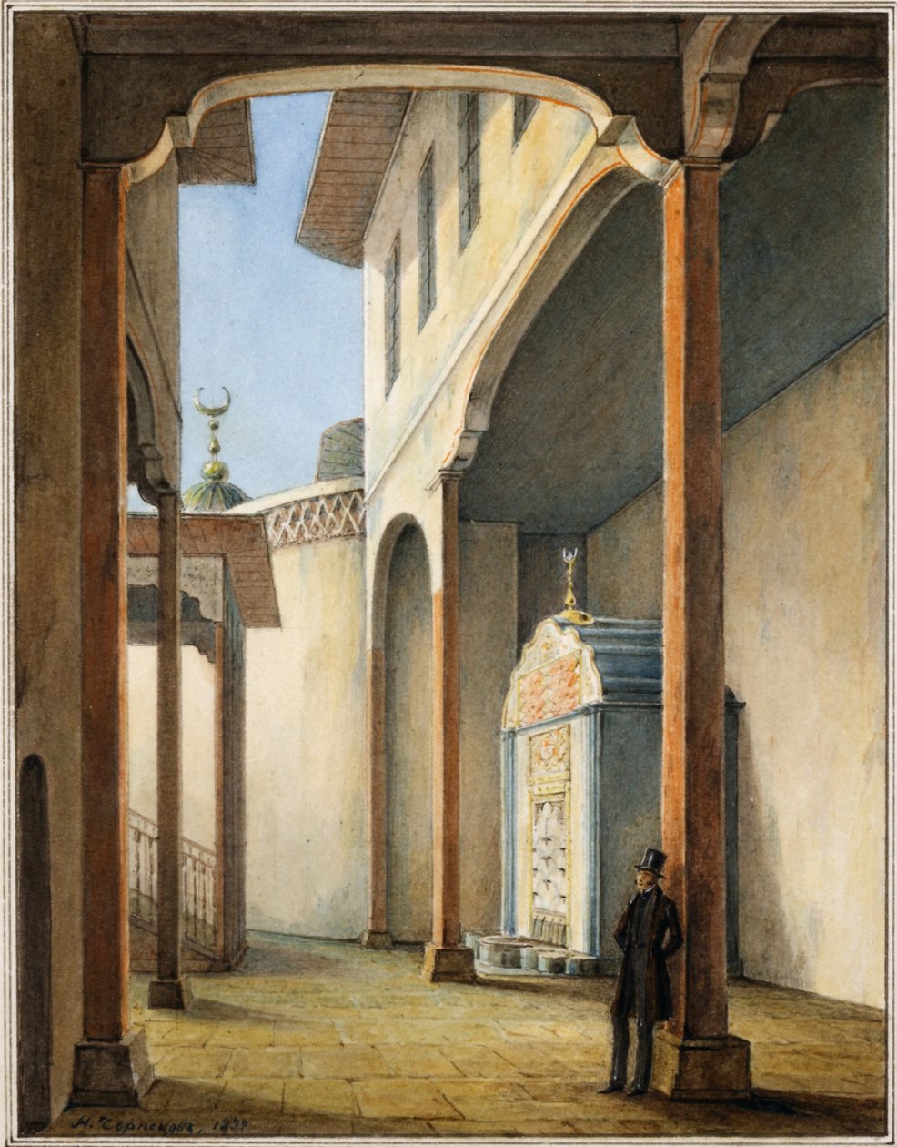 バフチサライ・ハーン宮殿のプーシキン、1837年 作： Nikanor Grigoryevich Chernetsov