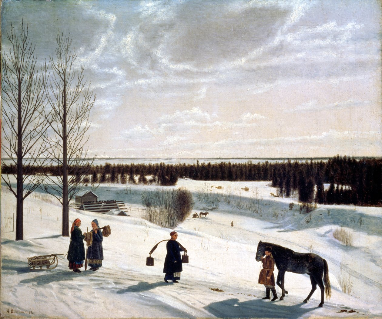 冬の風景、またはロシアの冬、1827 作： ニキフォー・ステパノビッチ・クリロフ