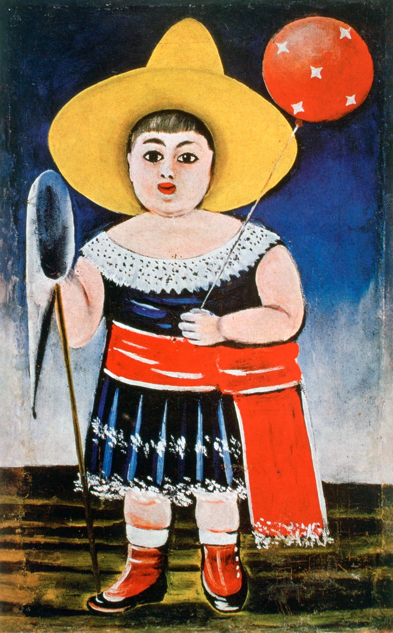パターン化されたバルーンを持つ少女、c1885-1918 作： ニコピロスマニシビリ