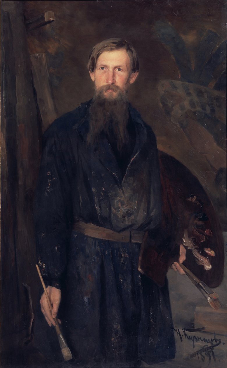 アーティストの肖像ヴィクトル・ヴァスネツォフ1848-1926、1891 作： ニコライ・ドミトリエヴィチ・クズネツォフ