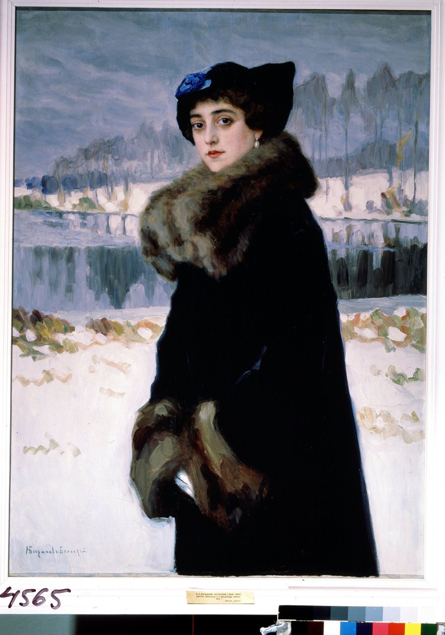 Portrait de la ballerina Lyudmila Mesaksudi Barash (バレエ ダンサー Lyudmila Mesaksudi Barash の肖像)。 Peinture de Nikolai Petrovich Bogdanov Belsky (Bogdanov-Belsky) (Bogdanov Belski) (Bogdanov-Belski) (1868-1945)。 テンペラ・シュル・トワル 作： ニコライ・ペトロヴィッチ・ボグダノフ・ベルスキー