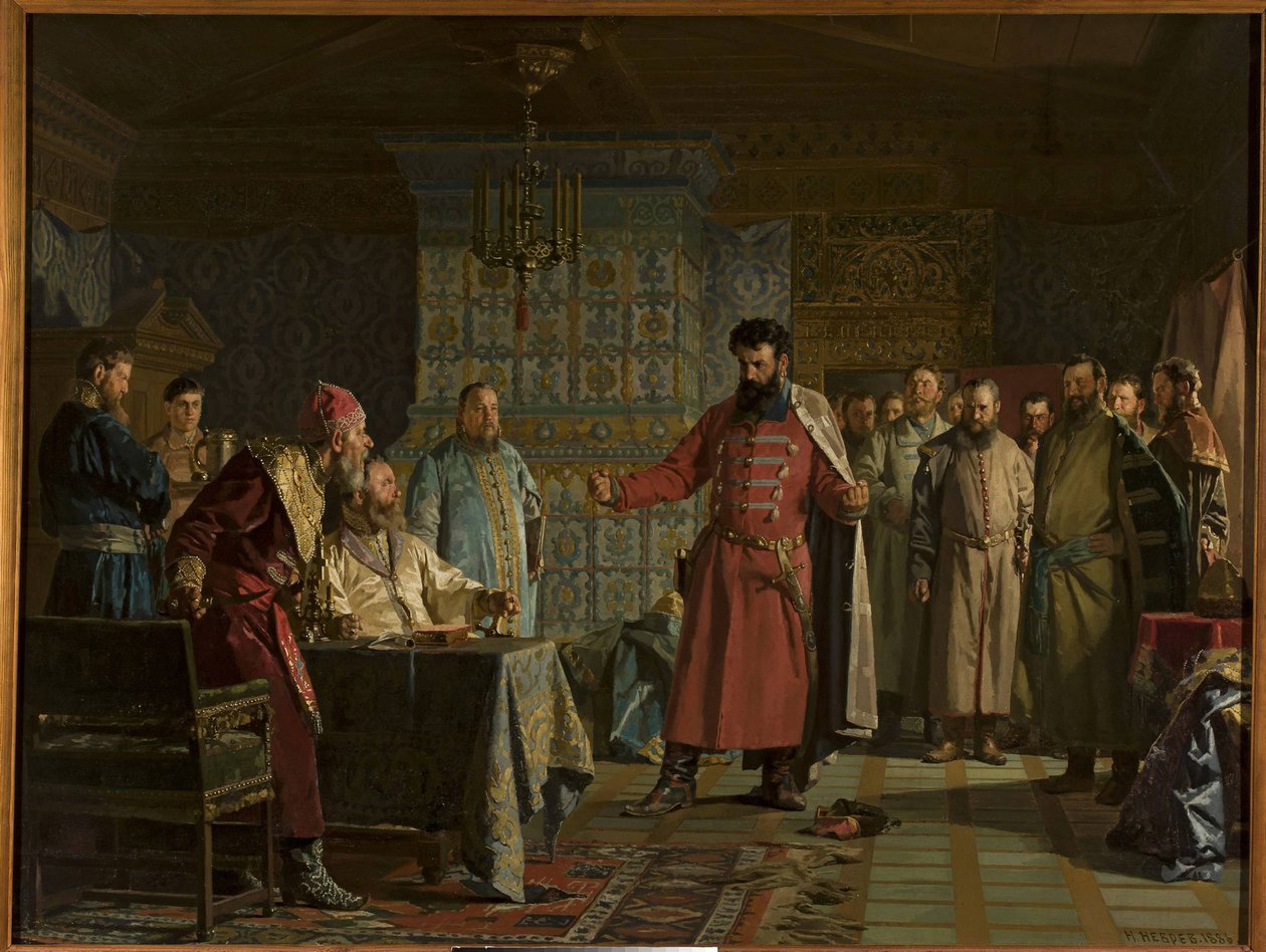 La querelle de Zakhary Petrovich Lyapunov (mort apres 1612) avec le tsar Vassili IV Chouiski (1552-1612) au Kremlin - Zakhary Lyapunov
