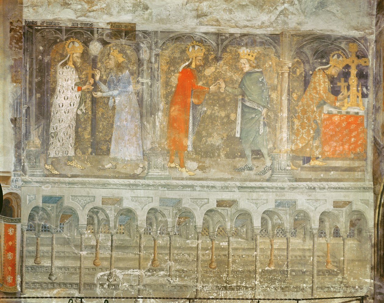 聖ローマ皇帝チャールズ4世（1316-78）は、ジャンII（1319-64）ルボンからキリストの冠からとげを受け取った、聖母の礼拝堂から、c.1357（204541および397961も参照） 作： ニコラウス・ワームザー