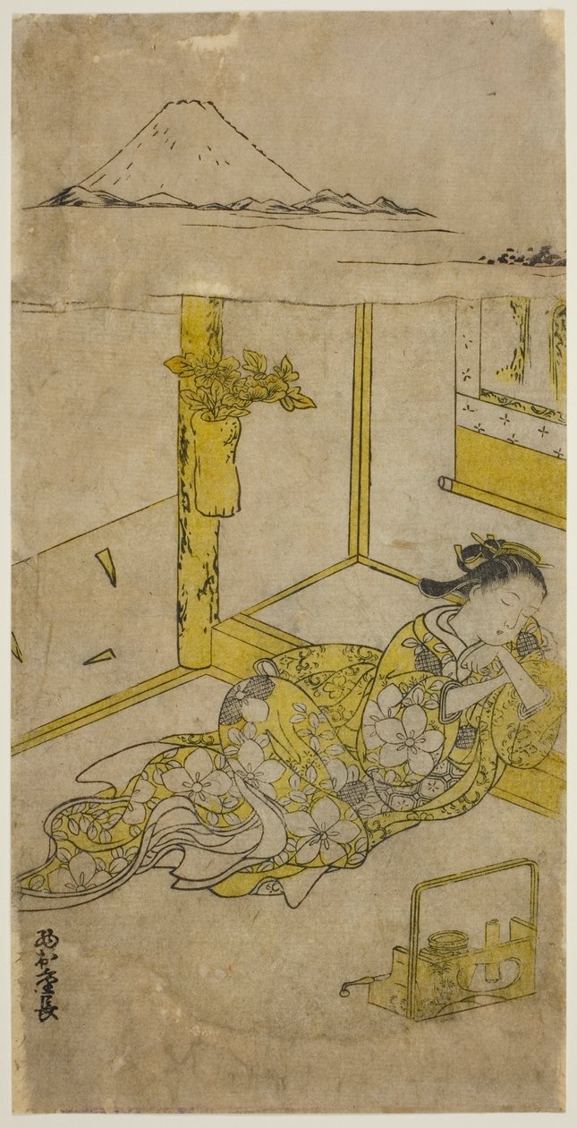 富士山と眠る若い女性 作： 西村重永