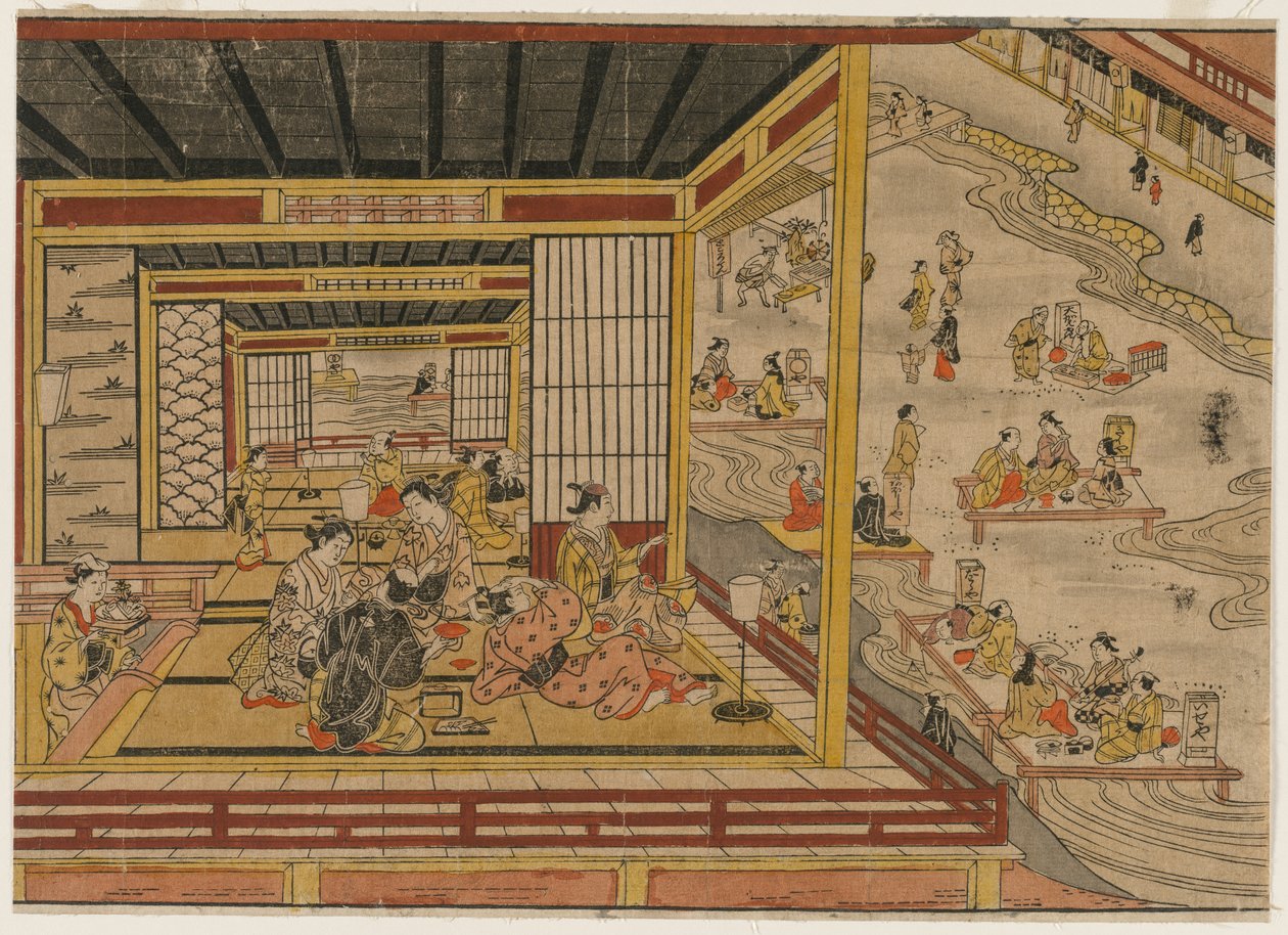 京都の鴨川沿いの茶室、1740年代。