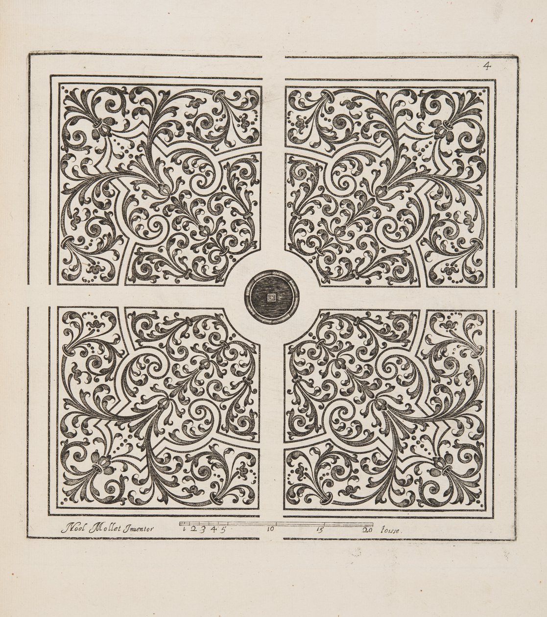 パルテールのデザイン、Theater des Plans et Jardinages、pub。1652 作： ノエル・モレット