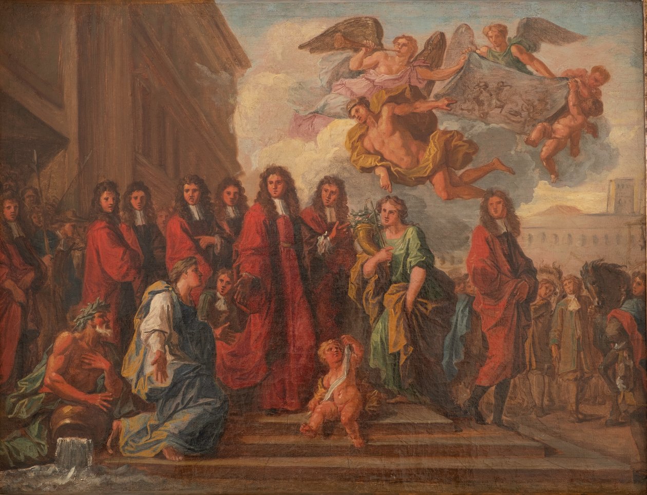 1674年のセネフの勝利の後、ノートルダム寺院に感謝の祈りを捧げるためにホテル・ド・ヴィルから出発するパリの市会議員たち（1681年頃）（油彩・カンヴァス 作： ノエル・コイペル