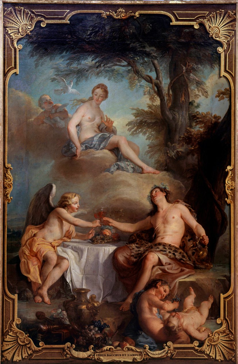 ヴィーナス、バッカス、そして愛。ニコラ・コイペル（1690-1734）の絵画 作： ノエル・ニコラス・コイペル
