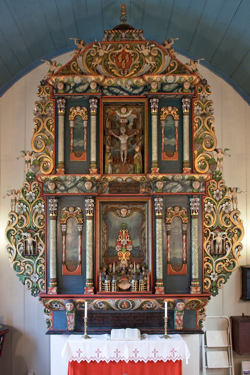 祭壇画、Mo I Rana教会、1765年（塗装木材） 作： ノルウェー語学校