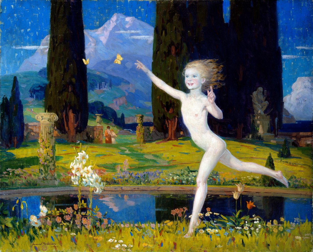子供の庭、1922年頃（キャンバスに油彩） 作： Norwood MacGilvary