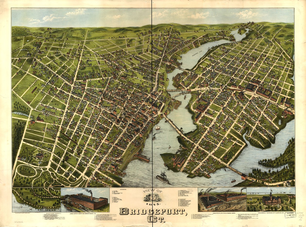 ブリッジポート、セントのビュー。 1875年。 作： OH Bailey and Co. American Oleograph Co.