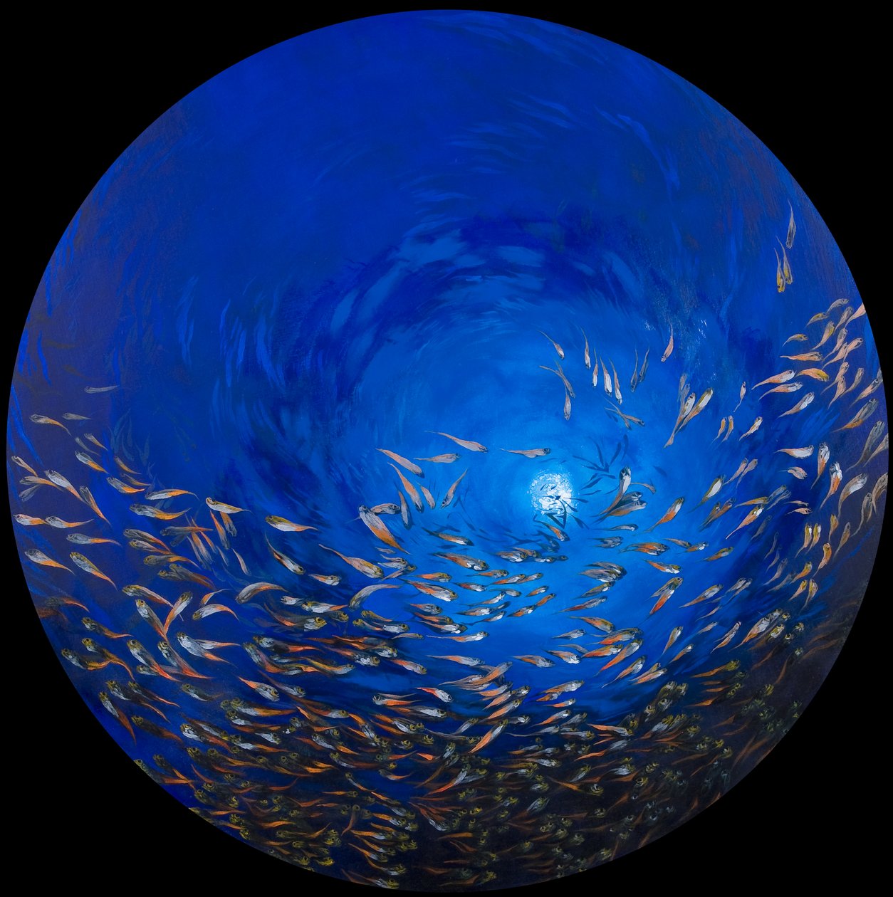ガラスの魚 2, 2009 (アクリル、リネン、木) 作： オディール・キッド