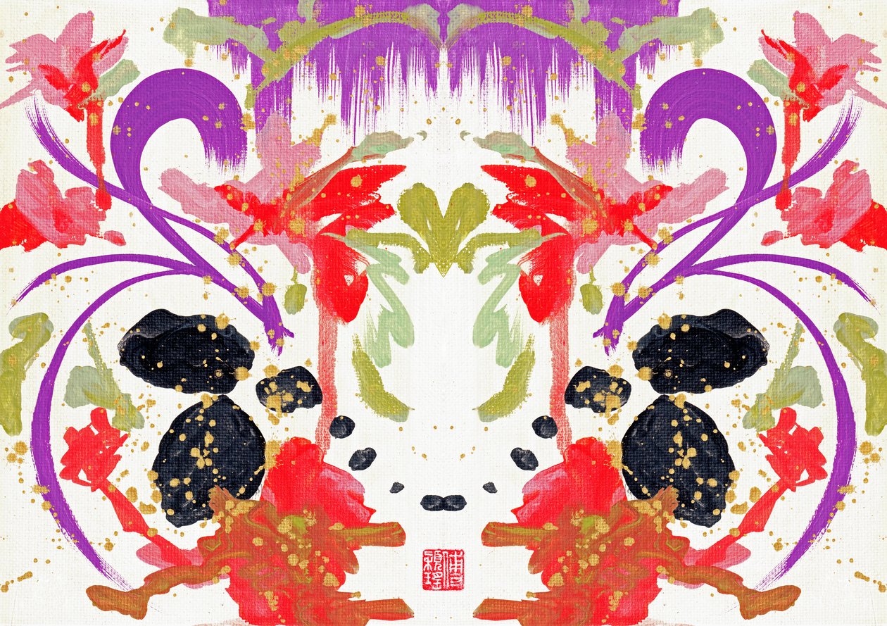 Zen Orange Purple Flowers 2, 2021 （キャンバスにアクリル、デジタル） 作： オディリア ワイオミング州