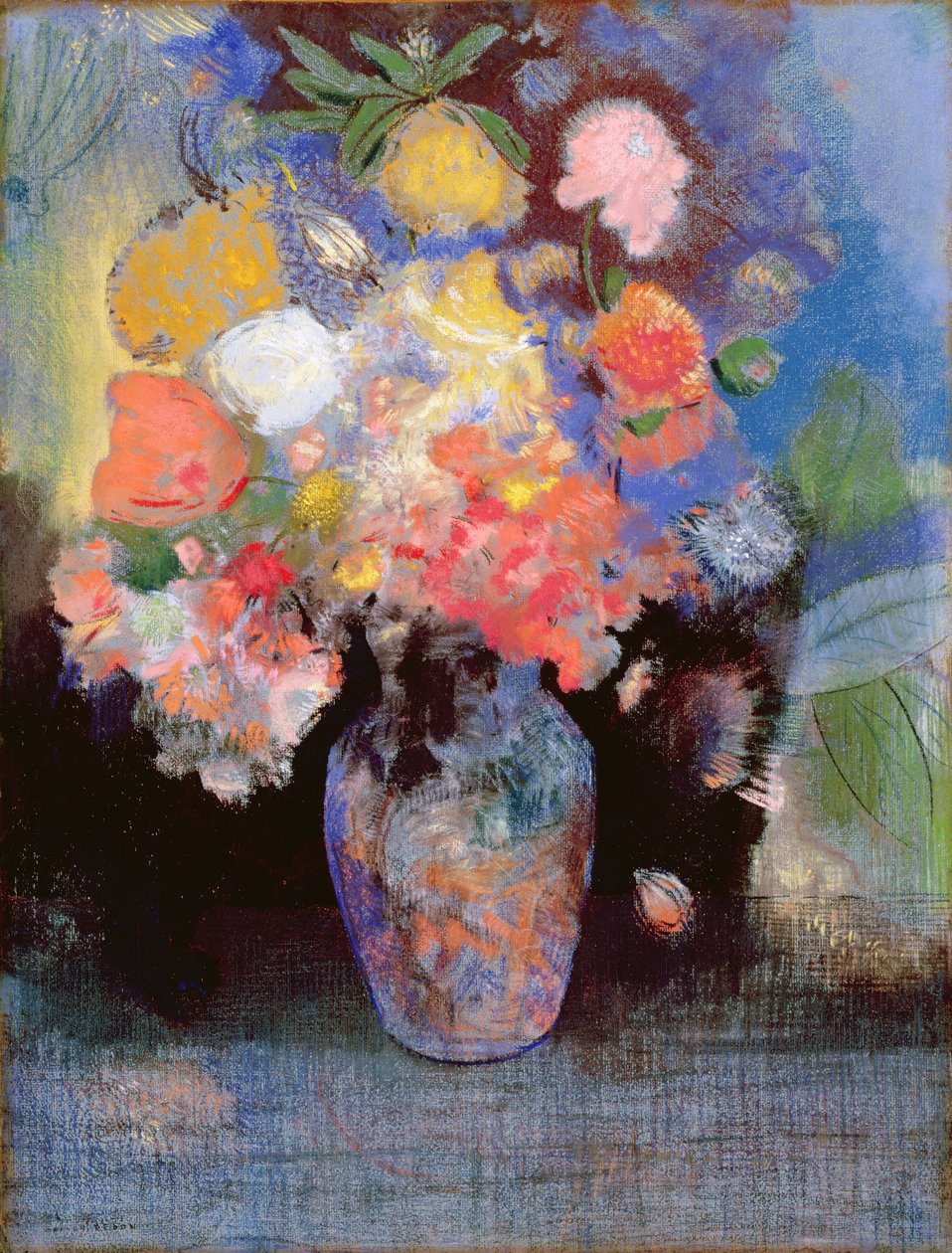 花、1900（紙にパステル） 作： オディロン・ルドン