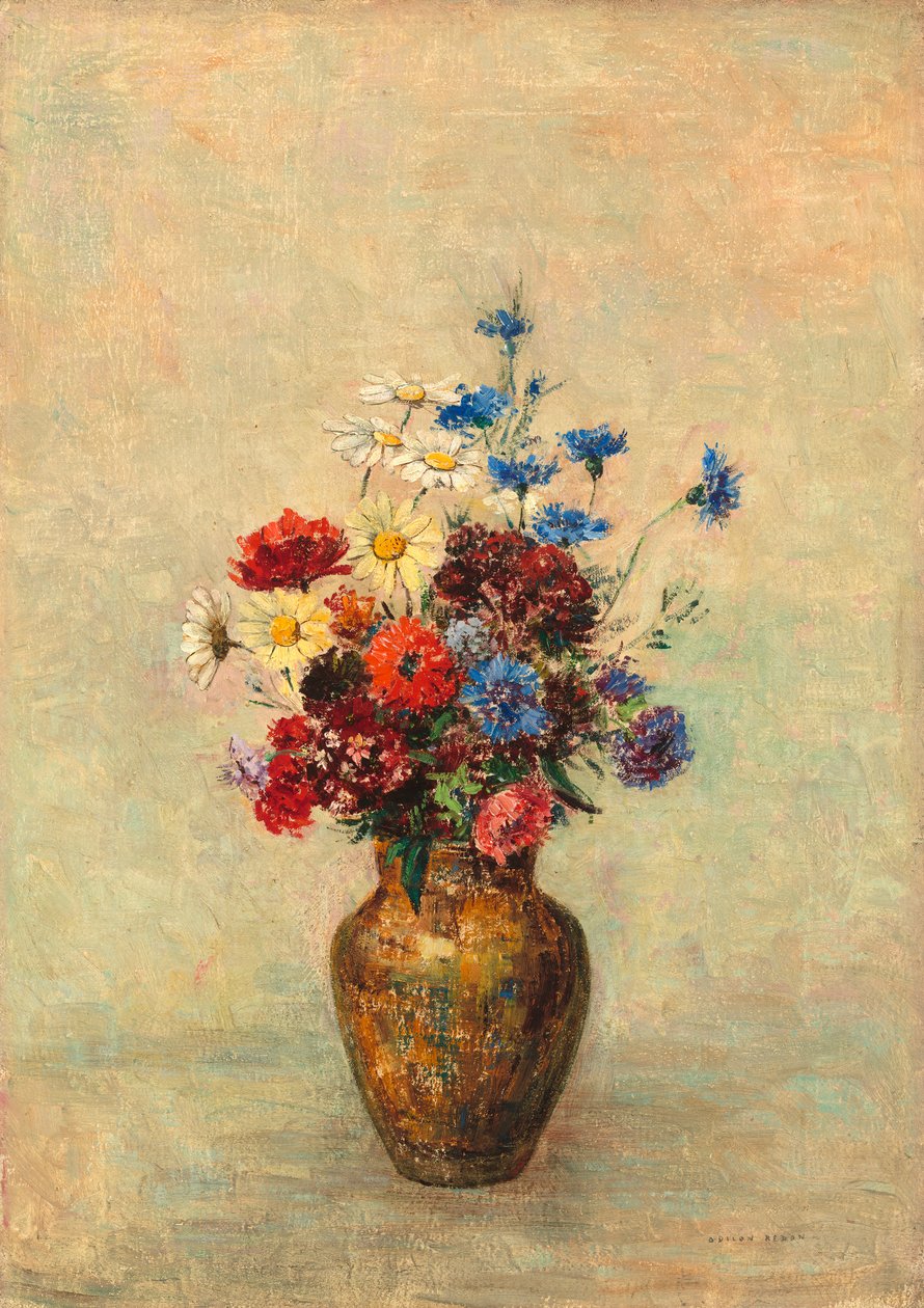 花瓶の花、1910年頃 作： オディロン・ルドン