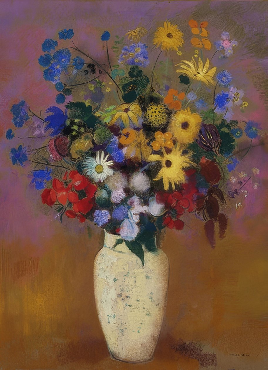 花瓶の花。 1912-14年頃 作： オディロン・ルドン