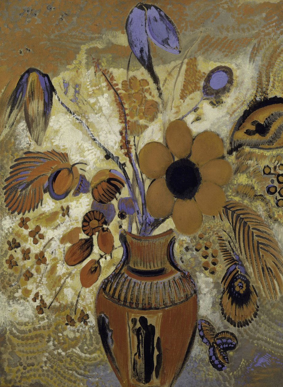 花のあるエトルリア花瓶、1900〜1910年。 作： オディロン・ルドン