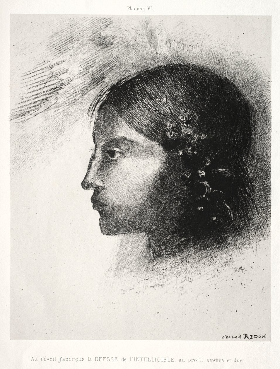 ゴヤへのオマージュ：目覚めたとき、私は1885年に知性の女神を見た。 作： オディロン・ルドン