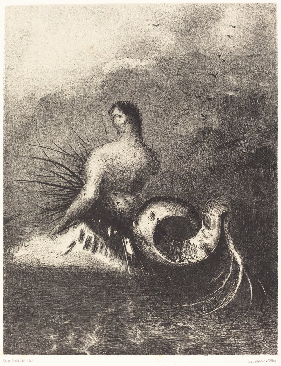 La sirene sortit des flots vetue de dards (とげをまとったサイレンが波から現れた 作： オディロン・ルドン