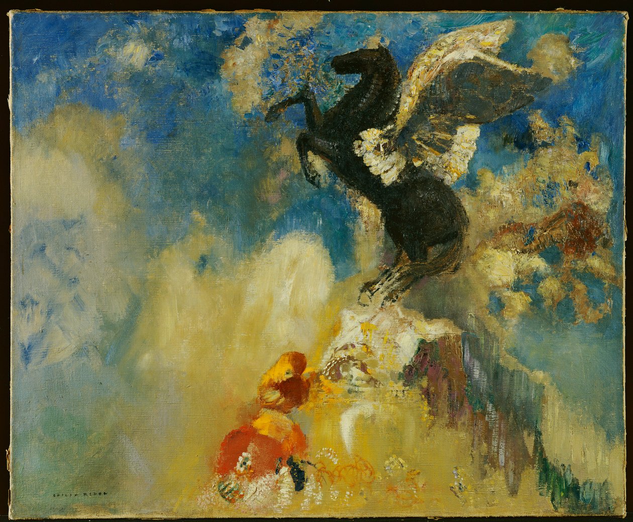 ペガサス絵画 黒ペガサス | オディロン・ルドン