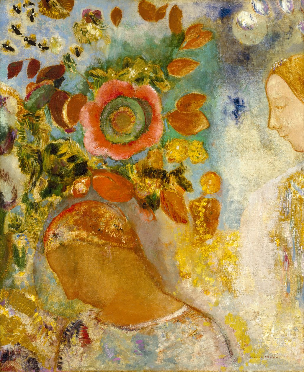 花の中の二人の少女、1912 作： オディロン・ルドン