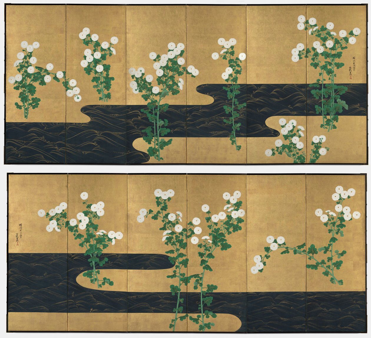 小川の菊 作： 尾形光琳