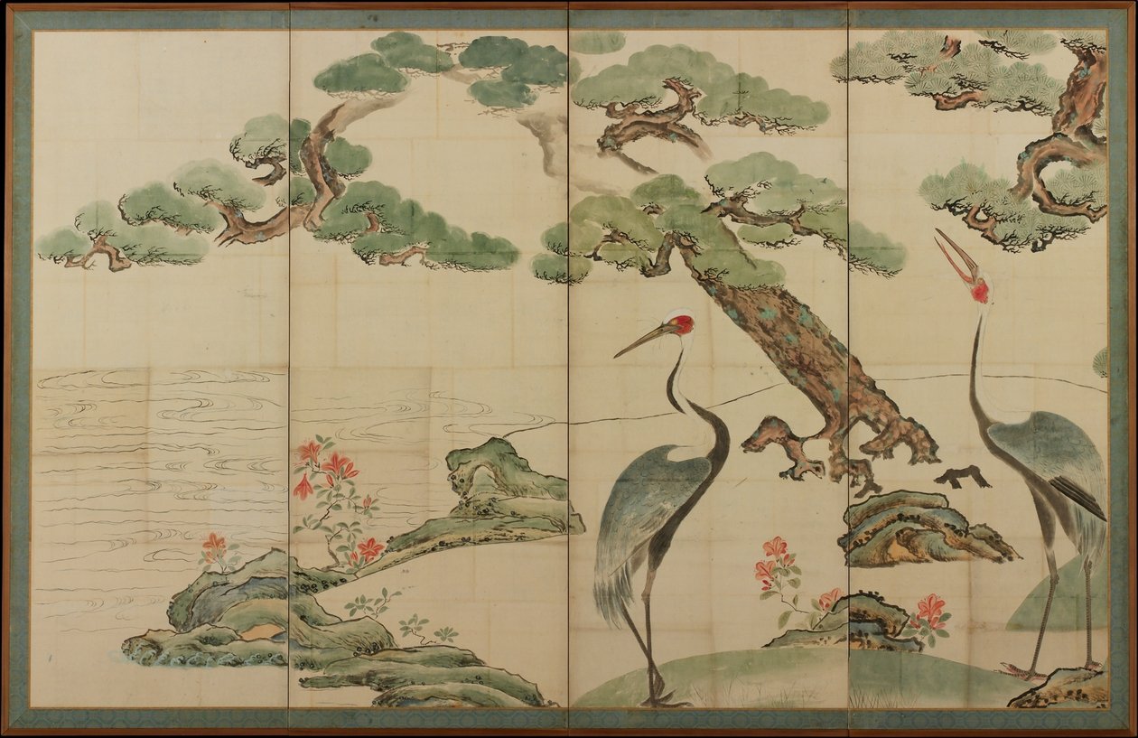 鶴、松、竹 作： 尾形光琳