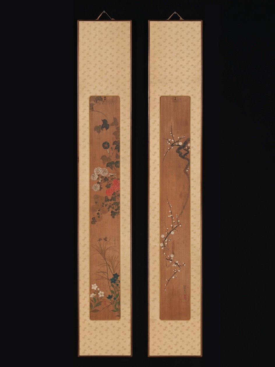 Blumen des Frühlings und Herbstes 作： 尾形光琳