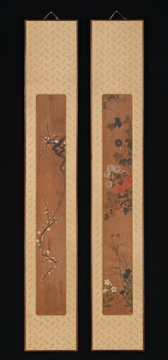 春と秋の花、1701年直後。 作： 尾形光琳