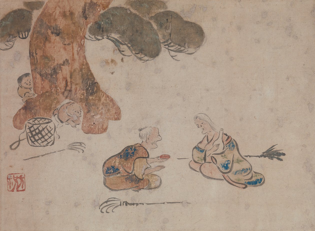 老人と女性 作： 尾形光琳