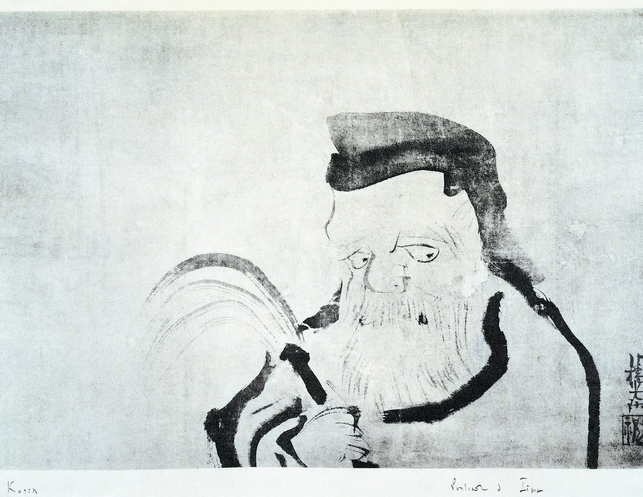 老人像 尾形光琳(1658-1716)画 絹本墨画 日本文明史 江戸時代 作： 尾形光琳