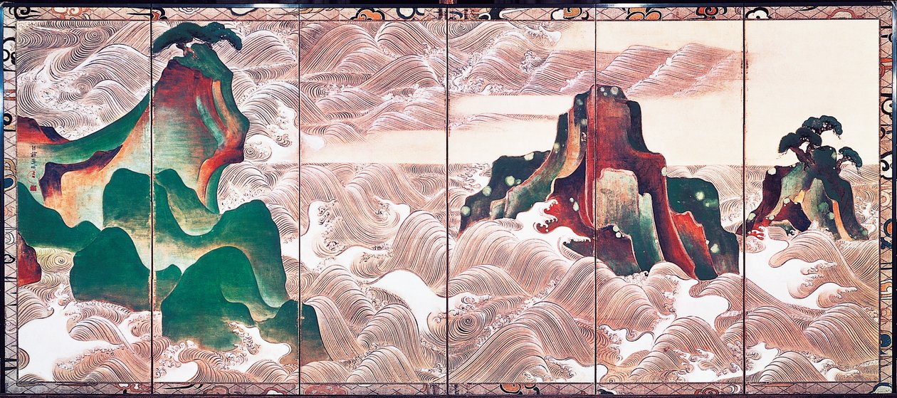 松島波濤図屏風 尾形光琳（1658-1716）六曲一双 作： 尾形光琳