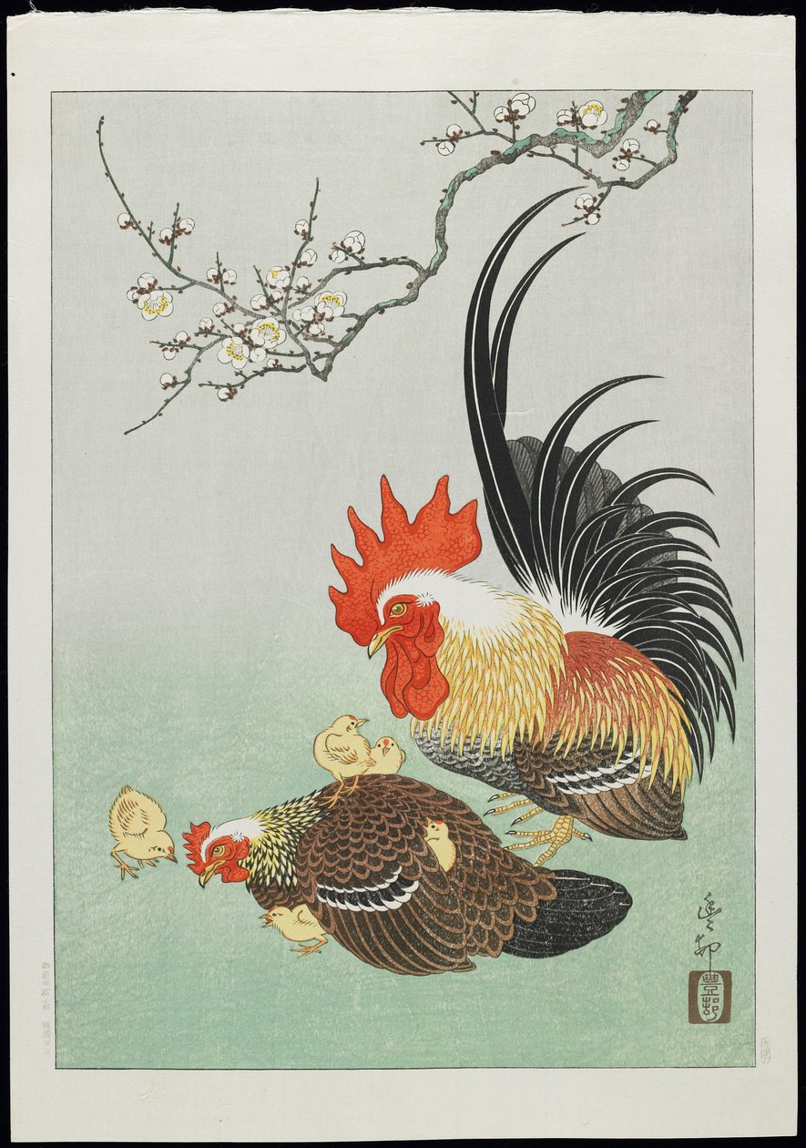 鶏と鶏と鶏、1930年代 作： 大原光子