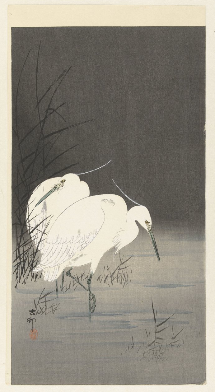 水彩画　風景画　湖畔　船　絵画　マーメイド紙　シラサギ　白サギ　白鷺　美術 水彩画 風景画 湖畔 船 絵画 マーメイド紙 シラサギ 白サギ 白鷺