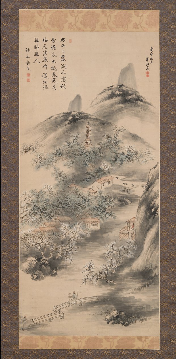 早春の竹と梅、1843年。 作： 岡田半江