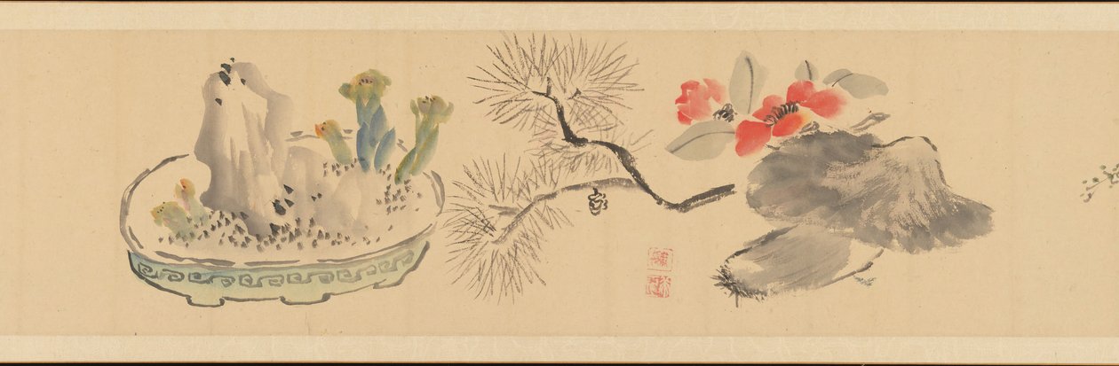 花を囲む手紙、1831年。 作： 岡田半江
